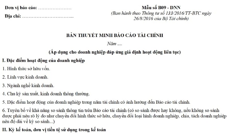 báo cáo tài chính